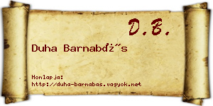 Duha Barnabás névjegykártya